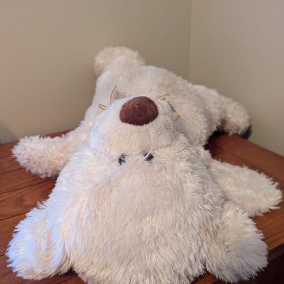 Hugfun Intl 27" Large Cream Colored Floppy Teddy Bear w/Bow Stuffed Animal - Picture 7 of 15